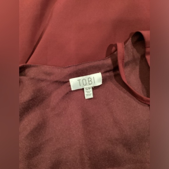 Tobi bell sleeve shift sheath knee length 3/4 Sleeve dress burgandy dress S - Picture 8 of 11